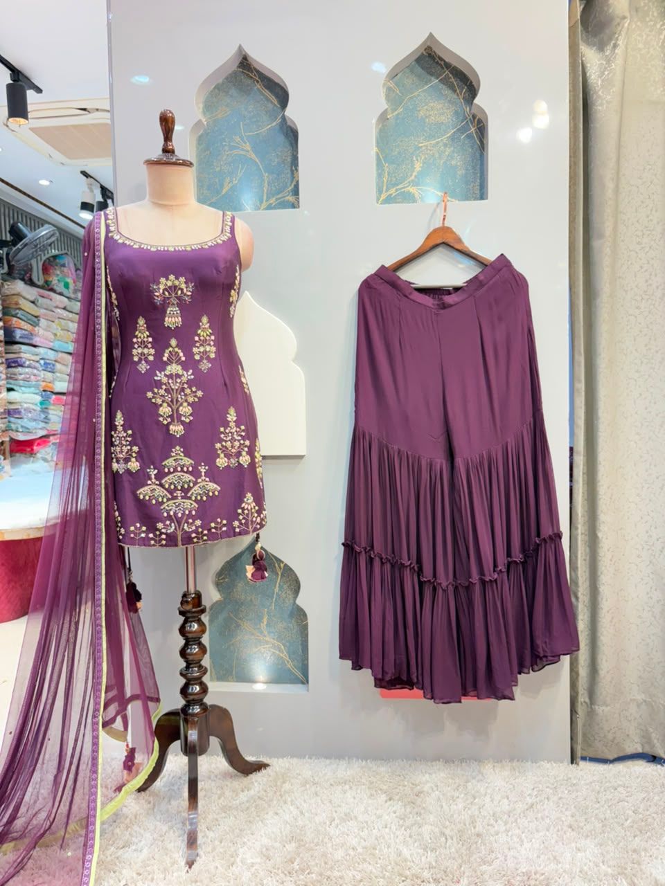 "VELVET PLUM FESTIVE SHARARA"