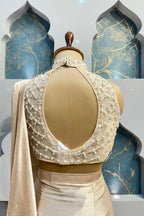 "IVORY PEARL DRAPE SAREE" image 4