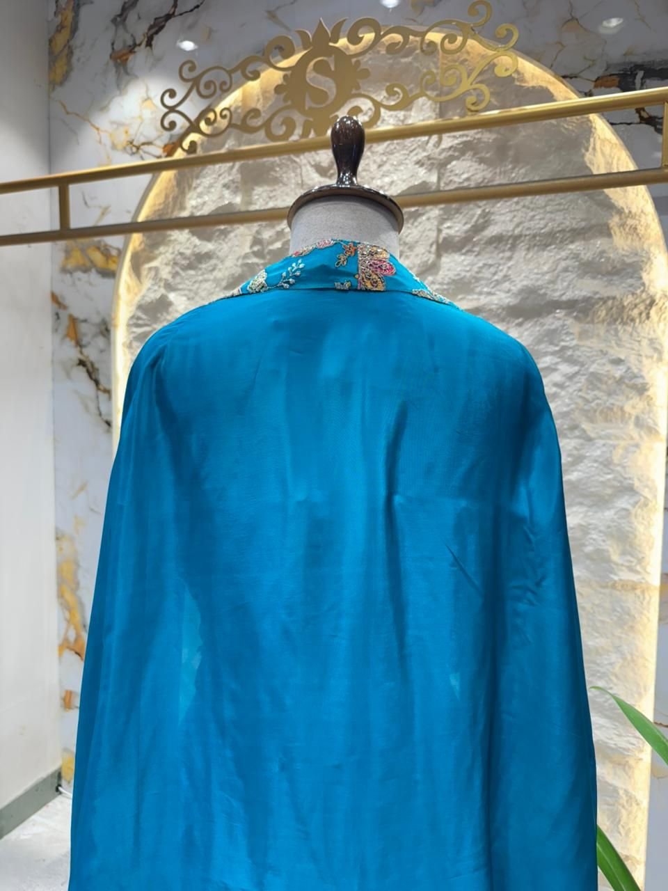 "ROYAL TEAL FUSION DRAPE INDO-WESTERN" image 5