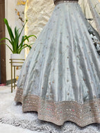 "FROSTED MOONLIGHT LEHENGA" image 3