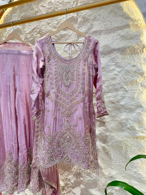 "LAVENDER ROYALE EMBROIDERED SHARARA" image 1