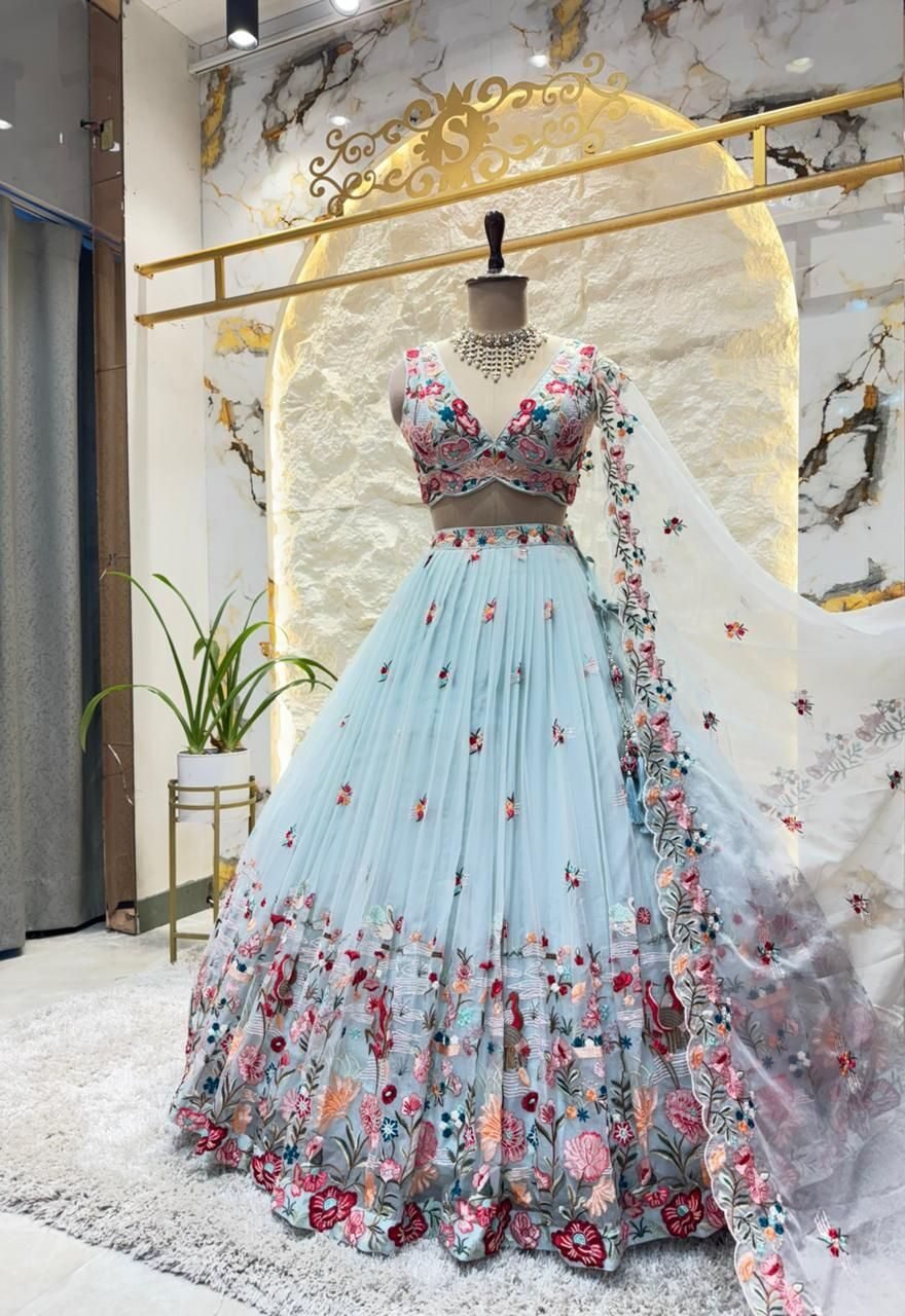 "MIDNIGHT BLOOM FLORAL LEHENGA"ZZ image 0