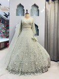 "MINT ELEGANCE EMBROIDERED LEHENGA" image 0