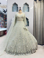 "MINT ELEGANCE EMBROIDERED LEHENGA" image 0