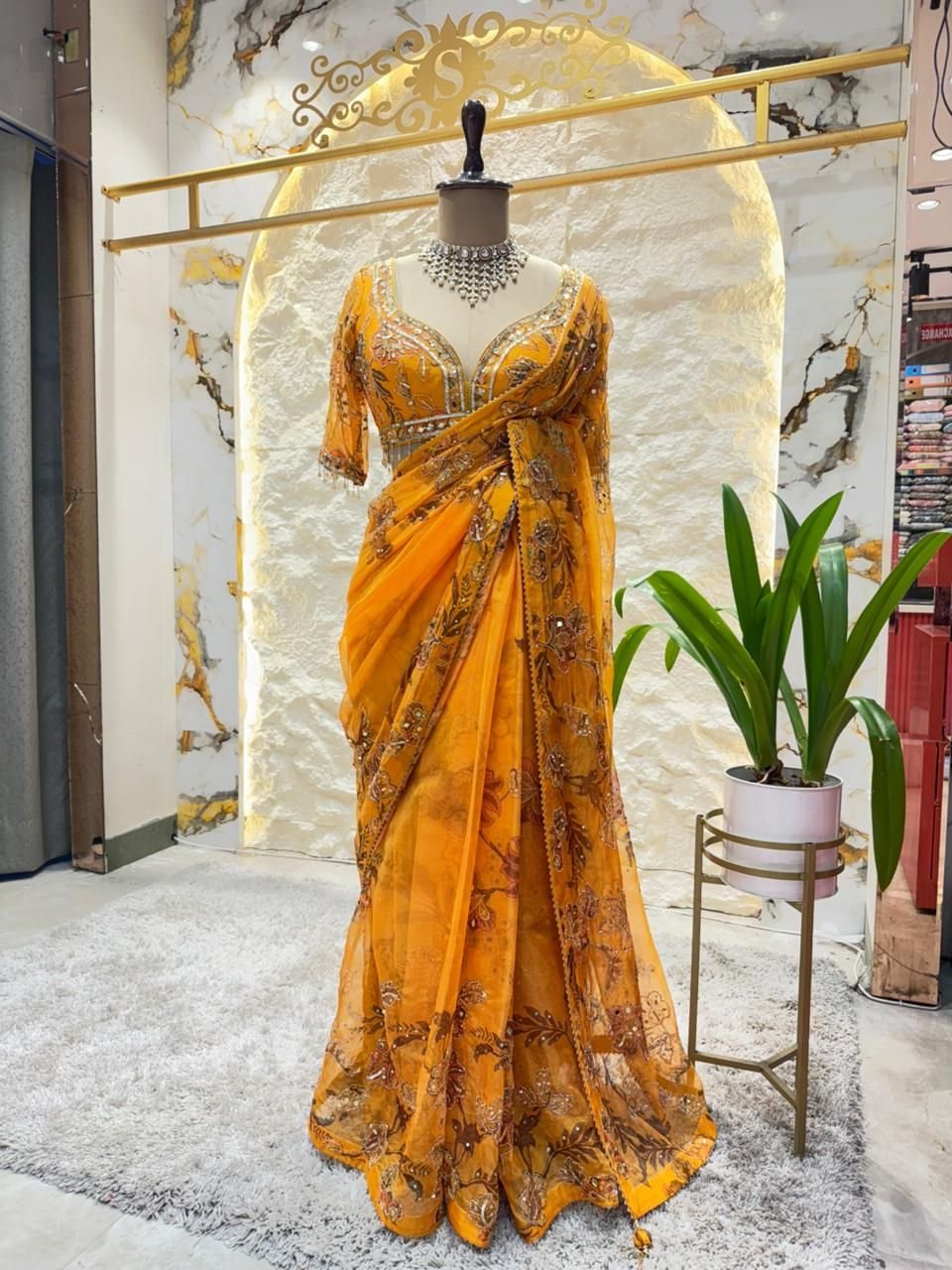 "SUNSET GLOW EMBROIDERED SAREE" image 0