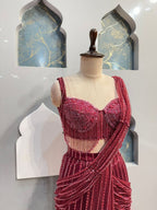 "RUBY GLAM SEQUINED DRAPE SAREE" image 2