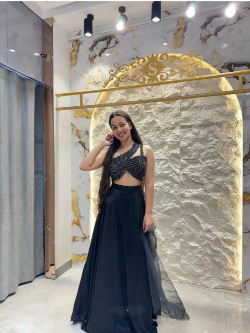 "MIDNIGHT GLAM CUTWORK LEHENGA" image 0