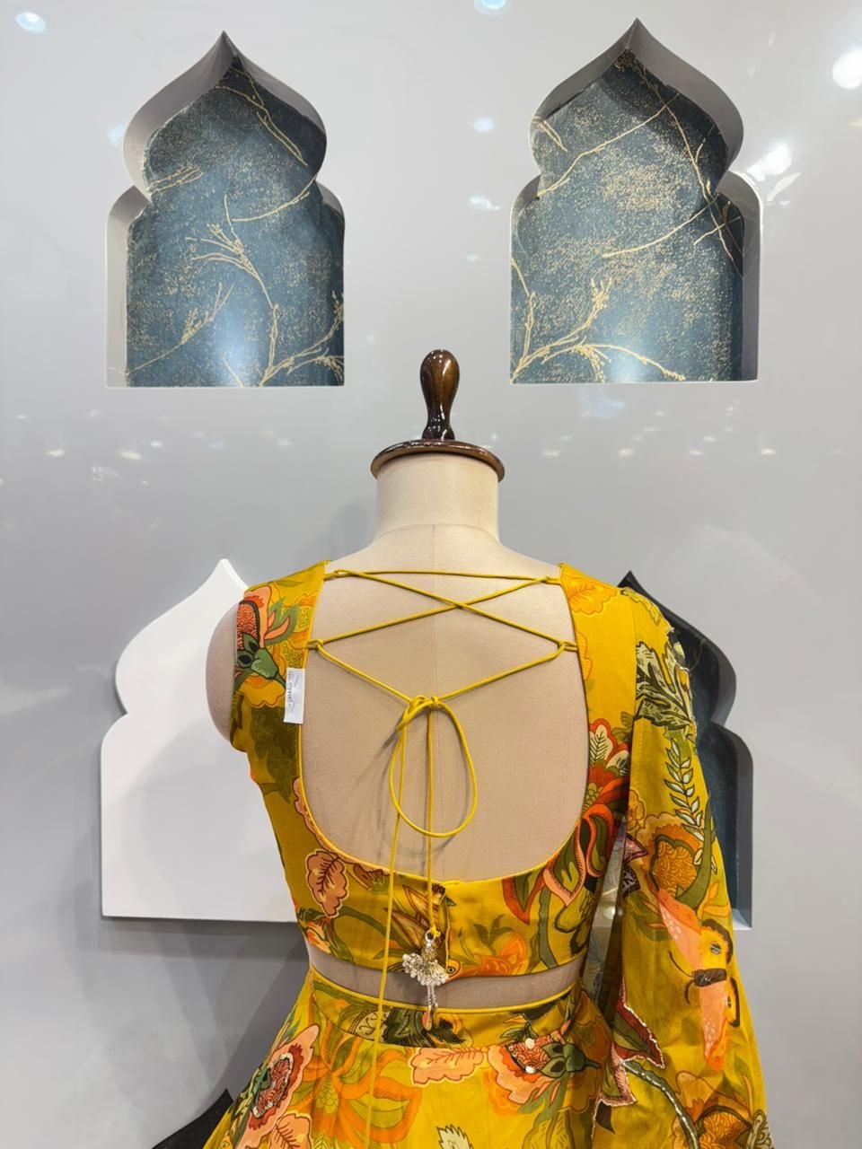 "SUNSHINE YELLOW FLORAL PRINTED LEHENGA" image 5