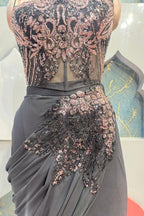 "BLACK ROSE SEQUIN DRAPE SAREE" image 3
