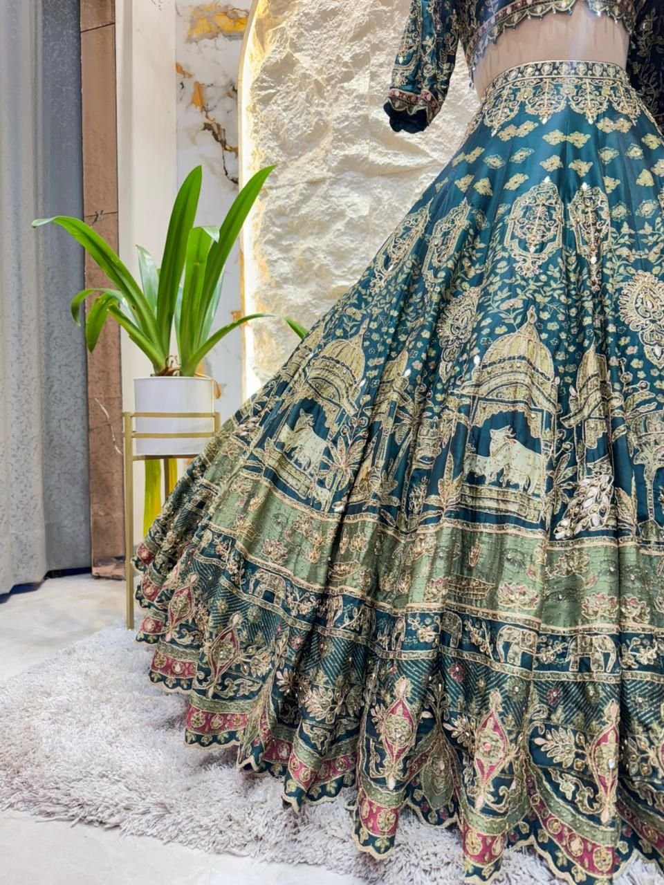 "REGAL TEA GREEN LEHENGA" image 4