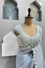 "ICE BLUE DREAM EMBELLISHED SAREE" image 2
