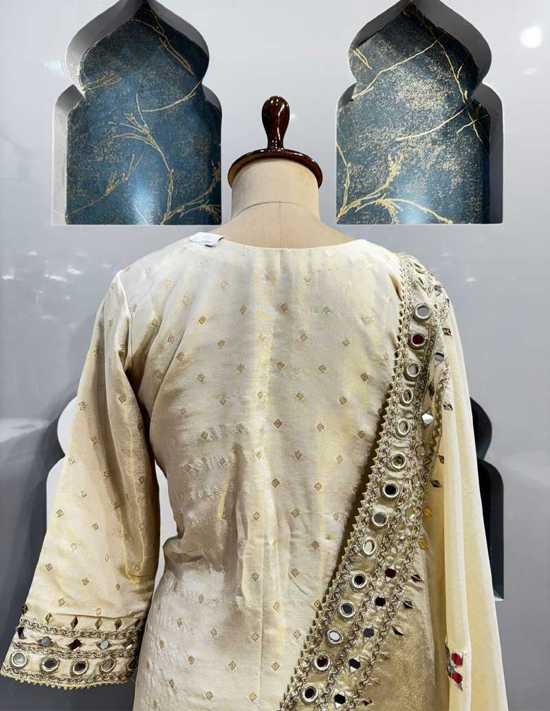 IVORY MIRRORWORK SHARARA SET image 4