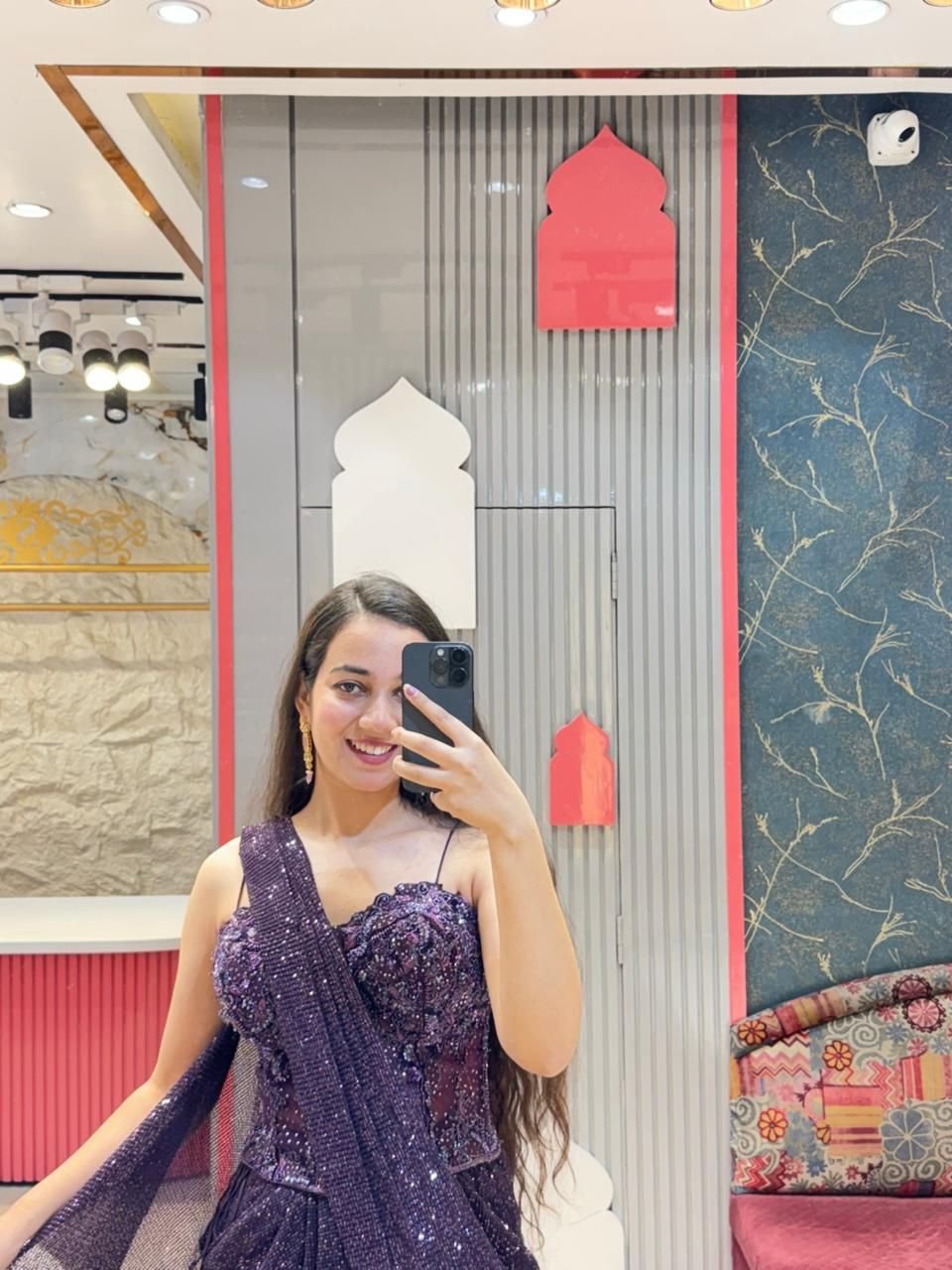 "MID NIGHT PLUM GLAM DRAPE SAREE" image 1