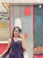 "MID NIGHT PLUM GLAM DRAPE SAREE" image 1