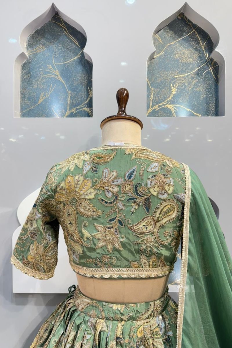 "SAGE GREEN GRACE LEHENGA" image 5
