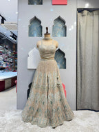 "IVORY & SAGE EMBROIDERED INDO-WESTERN" image 3