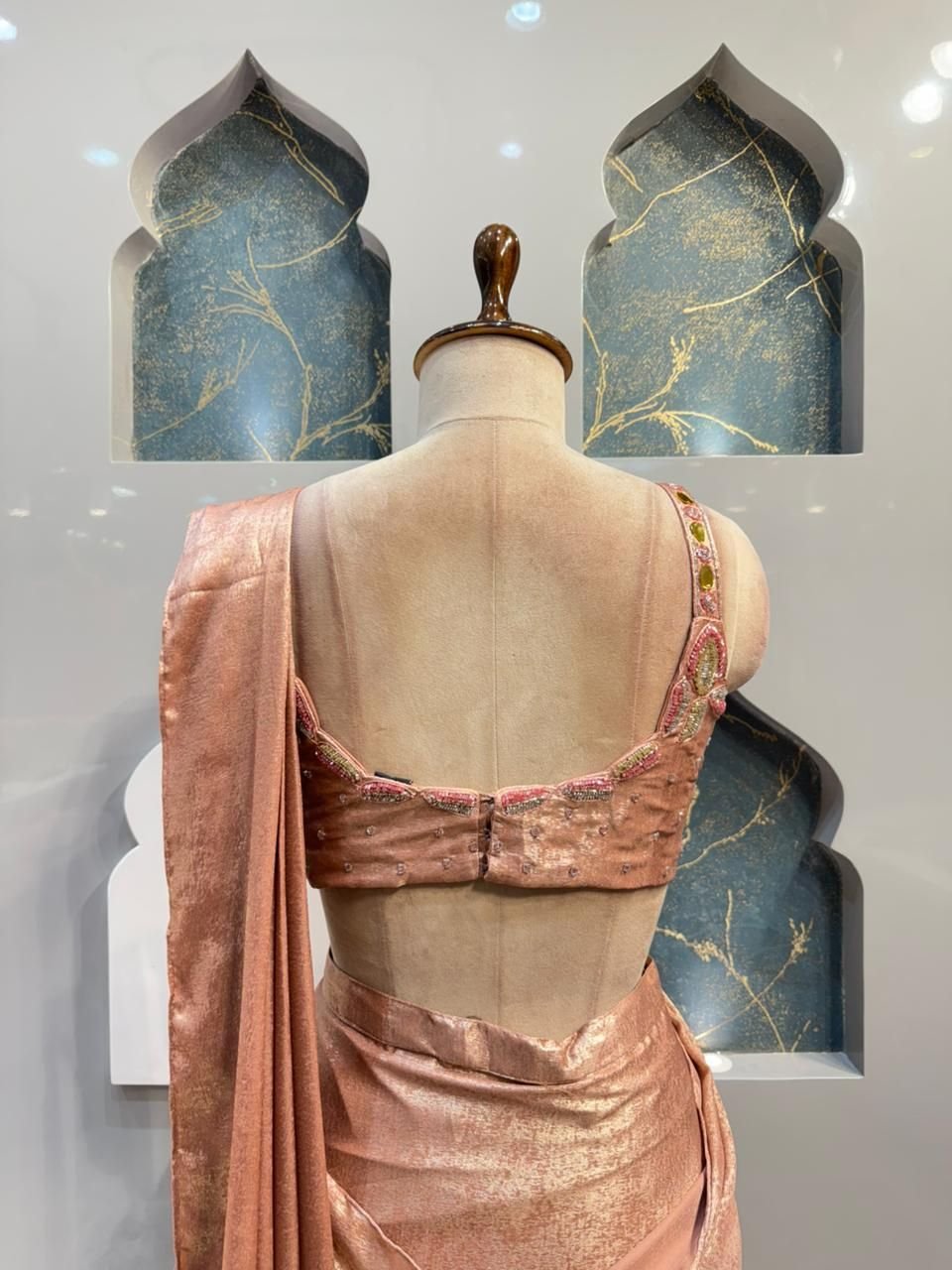 "ROSE GOLD PRE DRAPED SAREE" image 4
