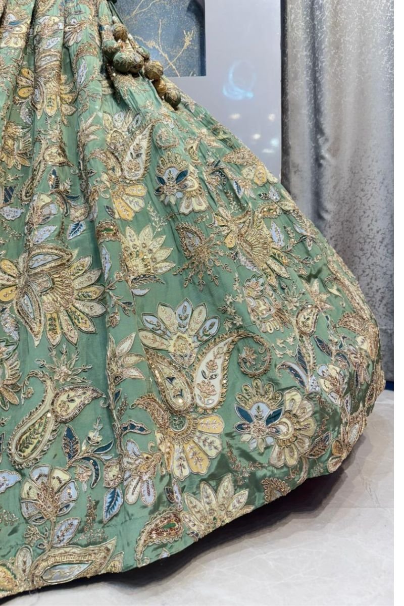 "SAGE GREEN GRACE LEHENGA" image 3