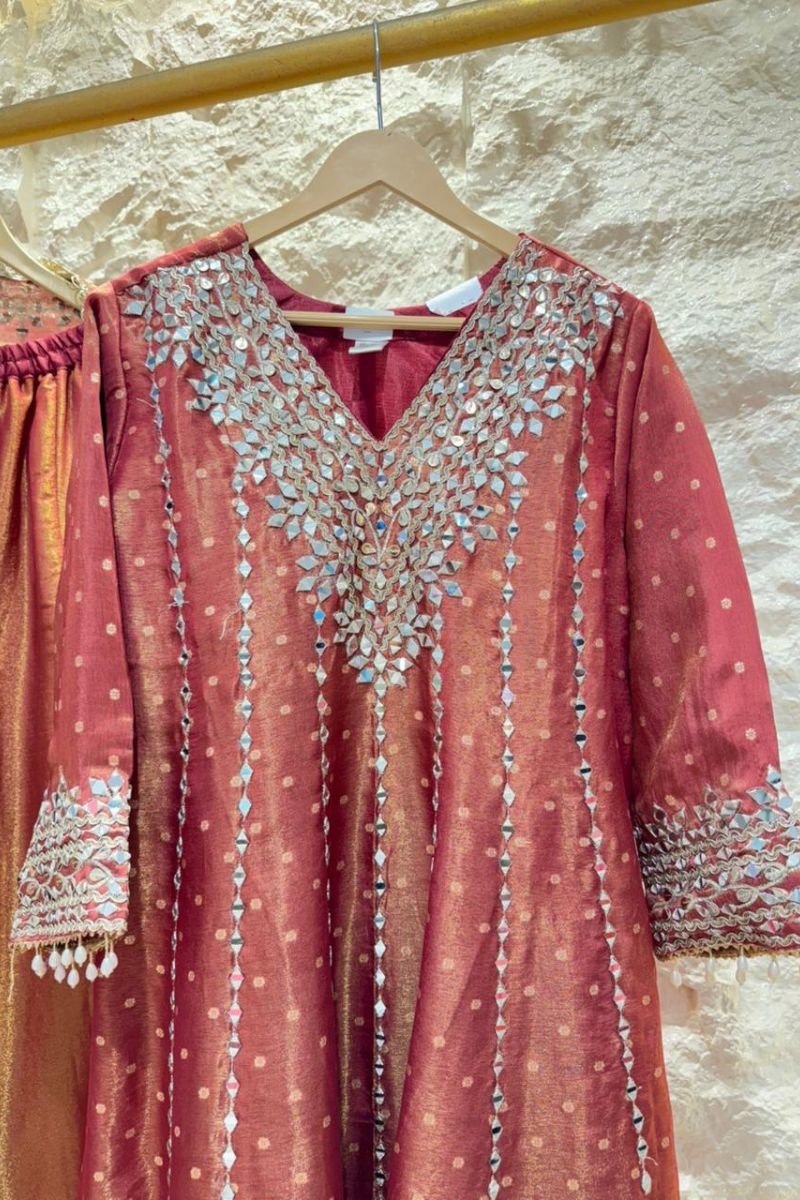 "RUST RADIANCE MIRRORWORK SUIT" image 1