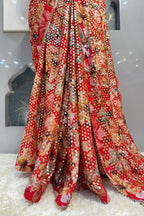 "CRIMSON FLORAL SEQUIN SAREE" image 3