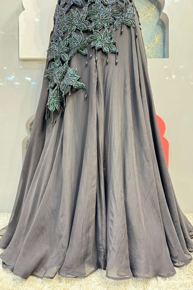 "EMERALD NOIR FLORAL COUTURE INDO-WESTERN" image 3