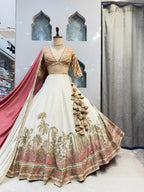 "IVORY BLUSH HERITAGE EMBROIDERED LEHENGA" image 3