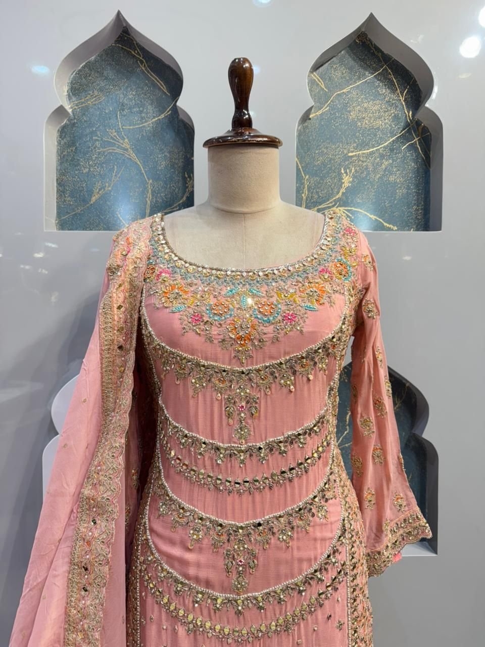 "BLUSH ROYALE EMBROIDERED SHARARA" image 1