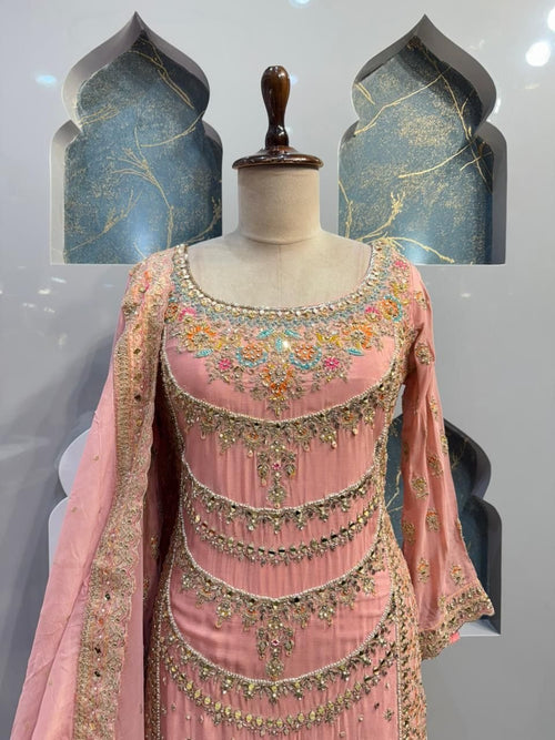 "BLUSH ROYALE EMBROIDERED SHARARA" image 1