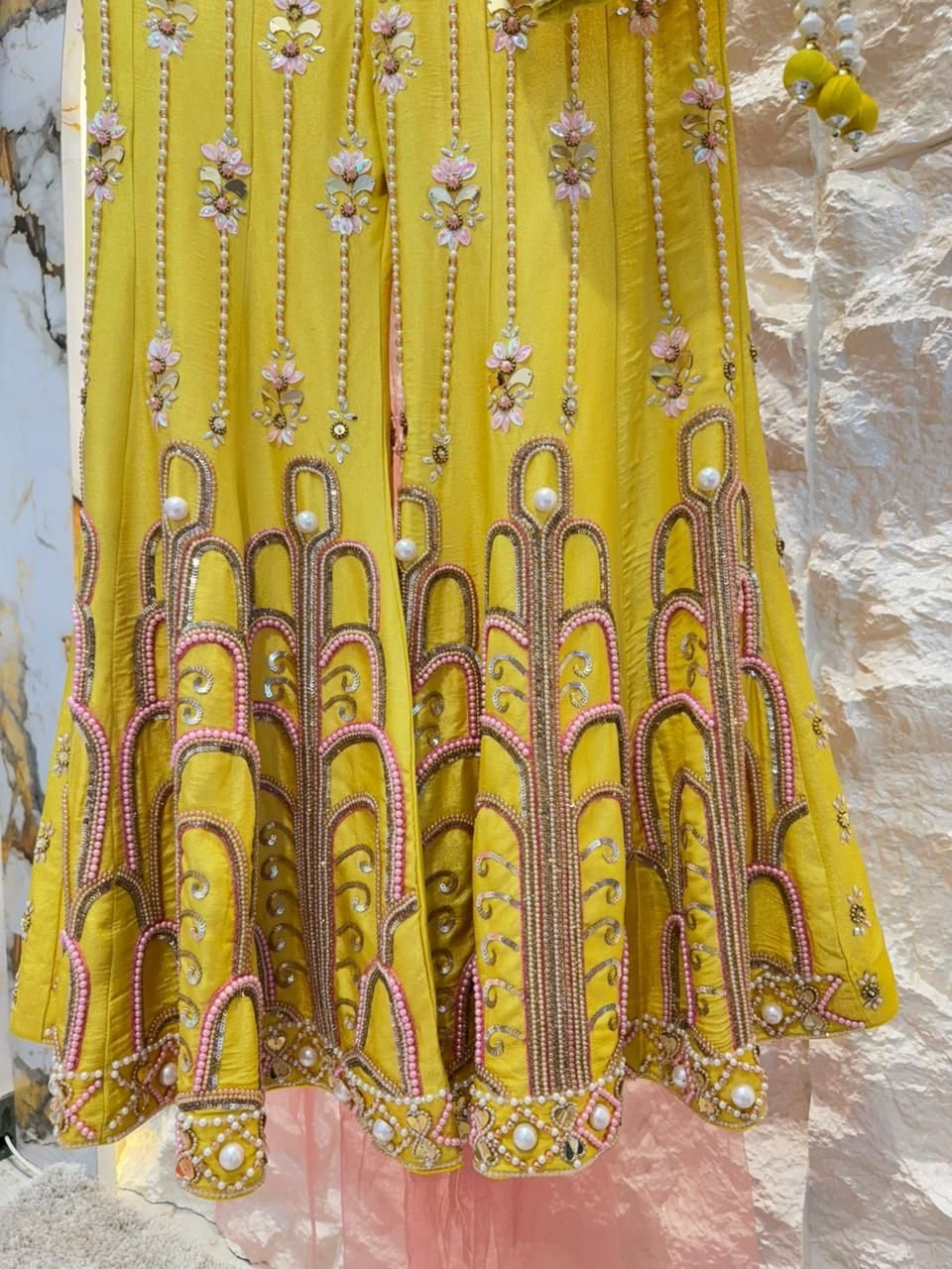 "SUNSHINE YELLOW EMBROIDERED INDOWESTERN" image 4