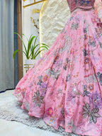 "BLUSH BLOOM DESIGNER FLORAL EMBROIDERED LEHENGA" image 4
