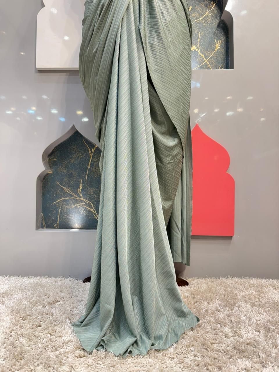 " MINT LUXE PRE DRAPE SAREE" image 3