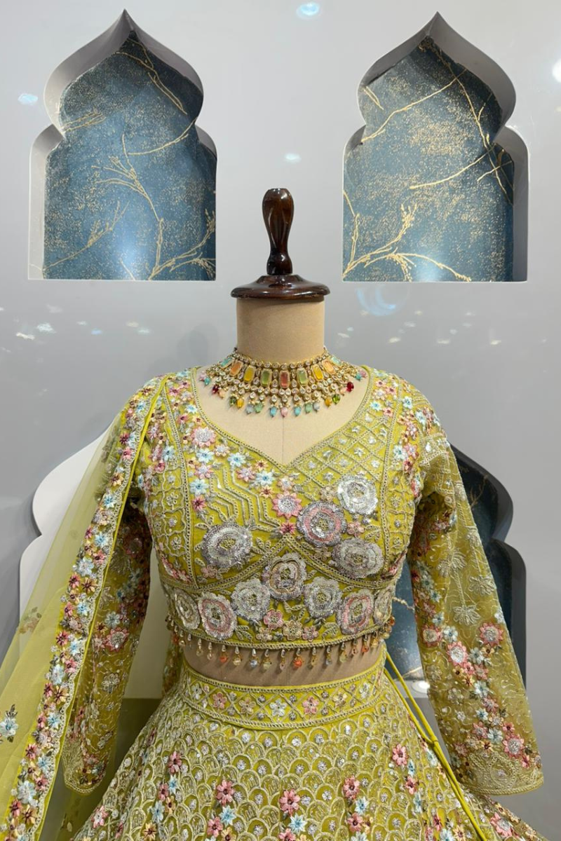 "EMERALD BLOOM LEHENGA" image 1