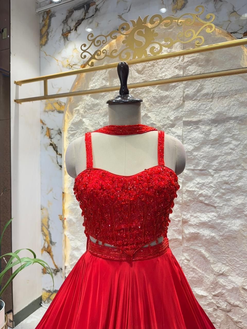 "CRIMSON ROYALE EMBELLISHED LEHENGA" image 1