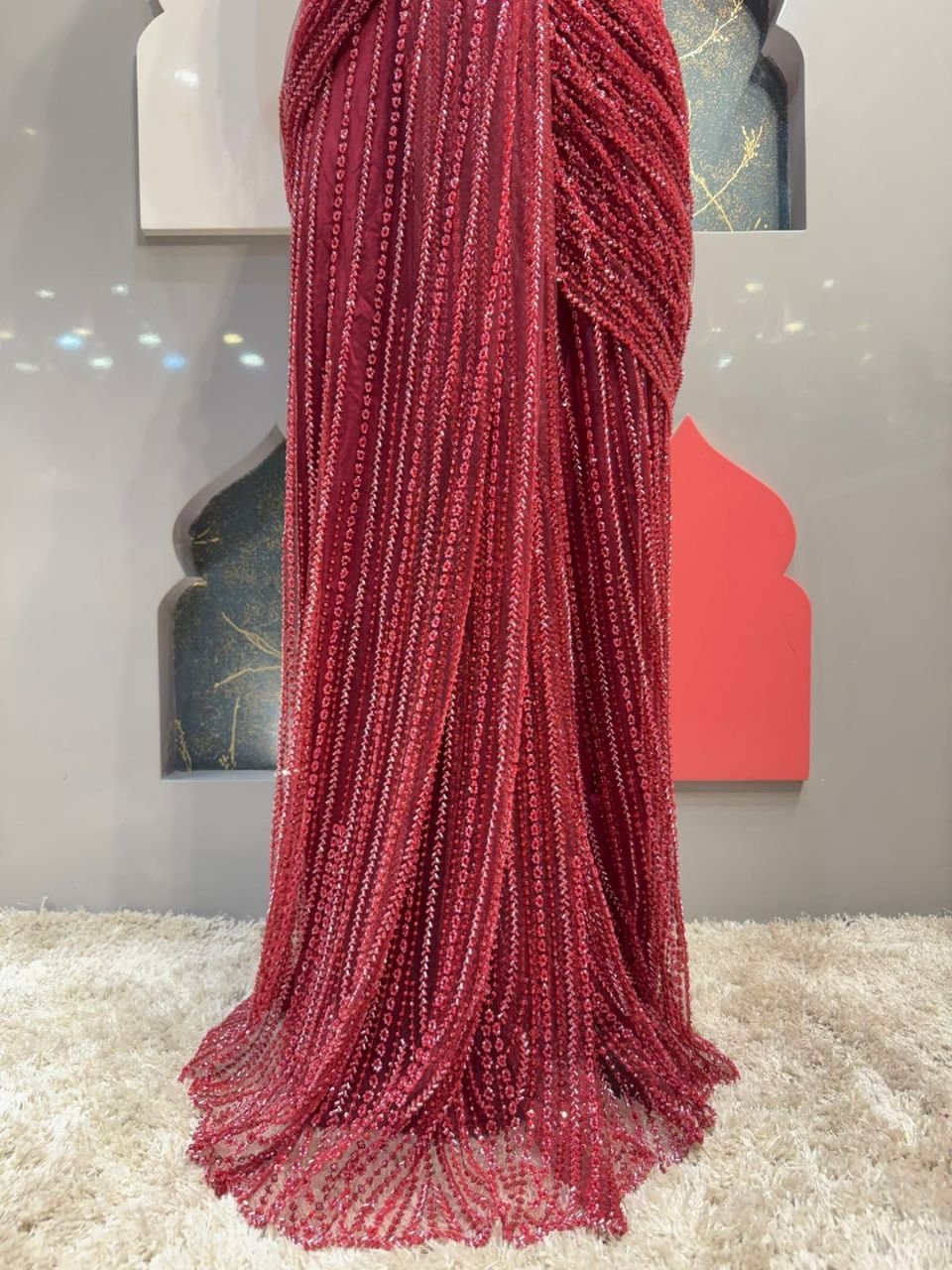 "RUBY GLAM SEQUINED DRAPE SAREE" image 3