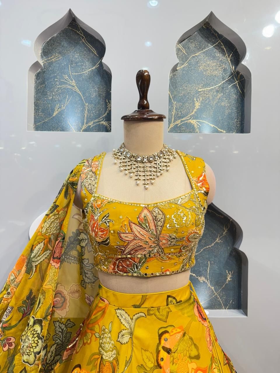 "SUNSHINE YELLOW FLORAL PRINTED LEHENGA" image 1