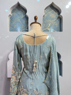 "MINT BLUE FLORAL EMBROIDERED SHARARA" image 3