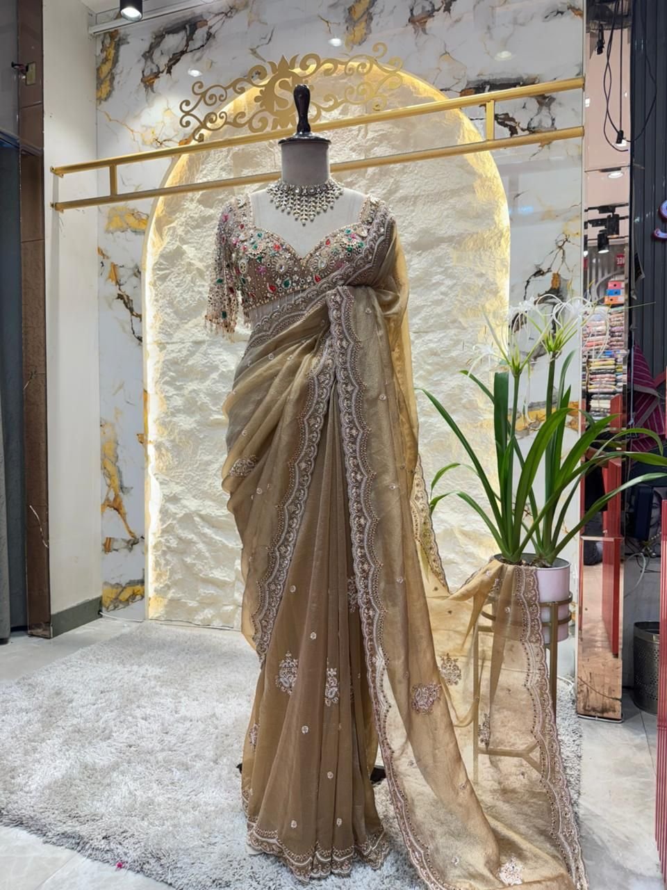 "CHAMPAGNE MIRROR GLAM SAREE" image 0