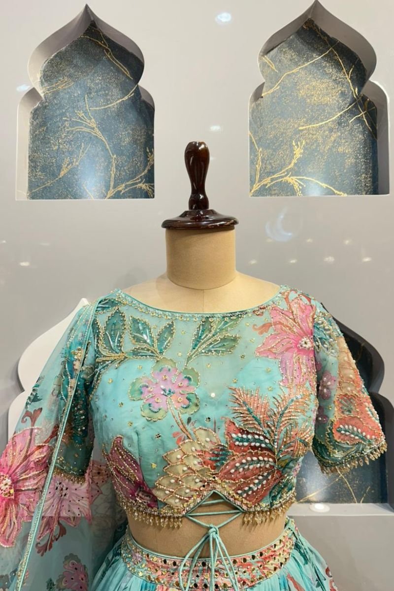 "AQUA BLOOM FLORAL LEHENGA" image 1