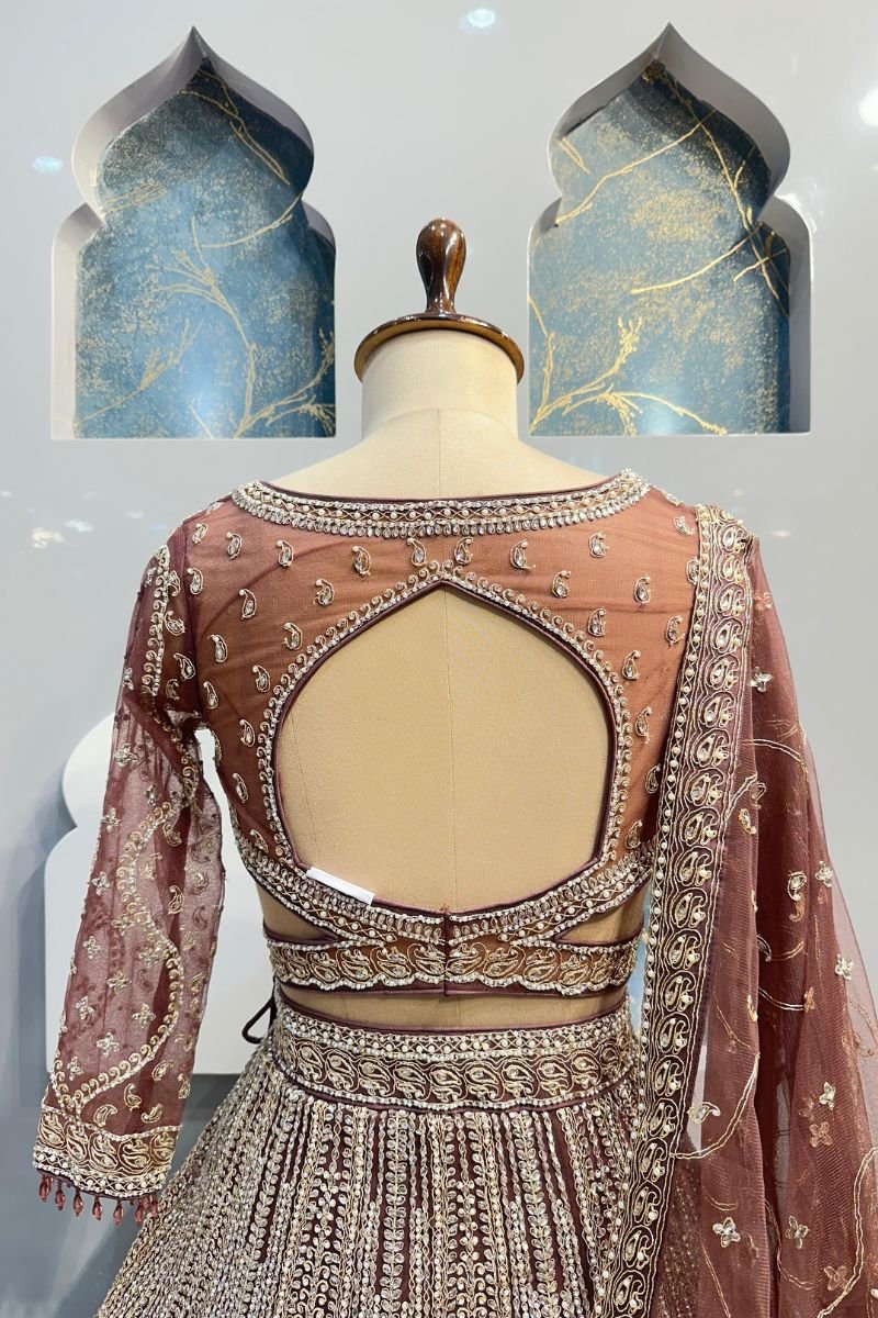 "BLUSH ROSE REGAL LEHENGA" image 5