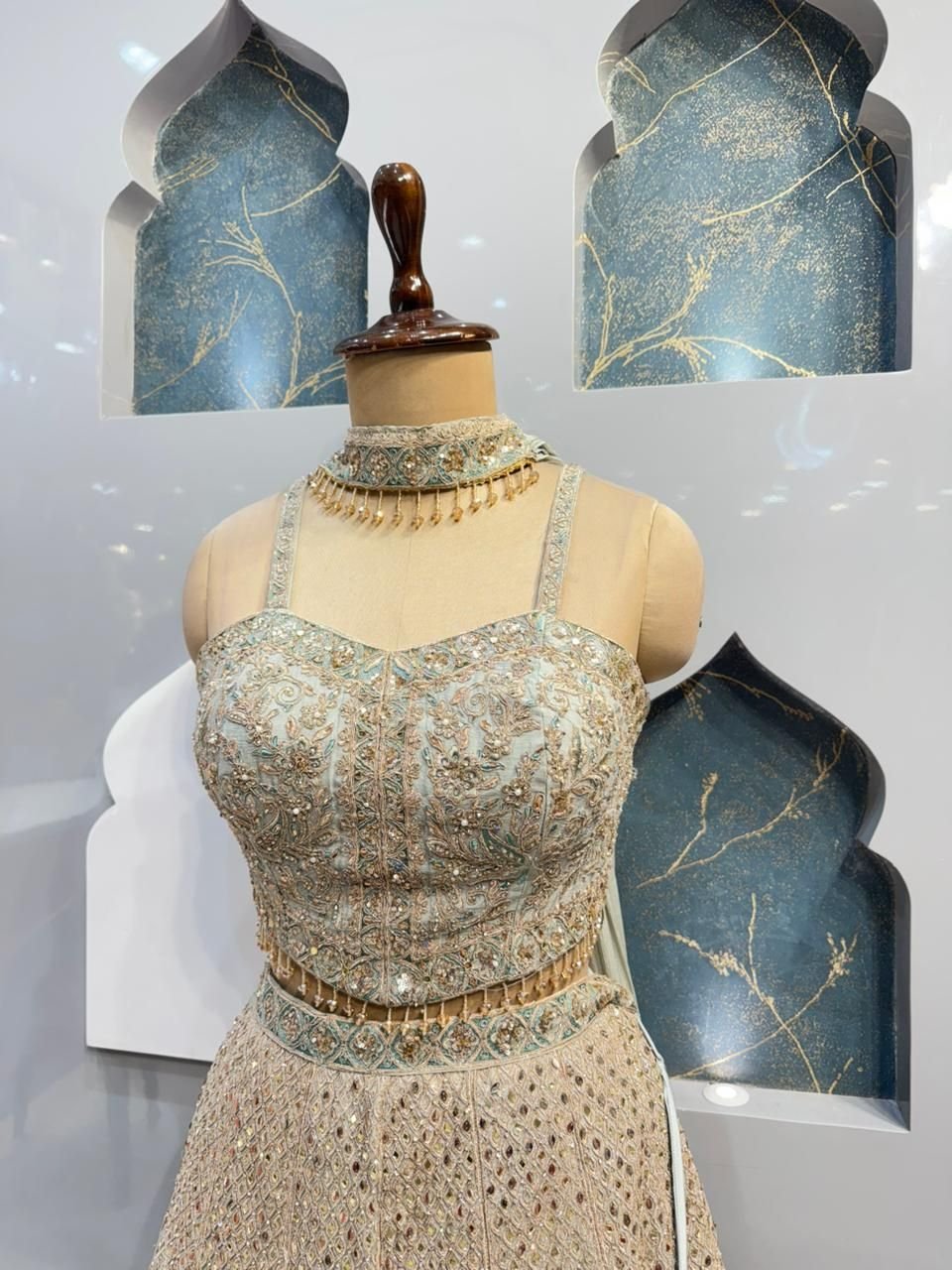 "IVORY & SAGE EMBROIDERED INDO-WESTERN" image 2