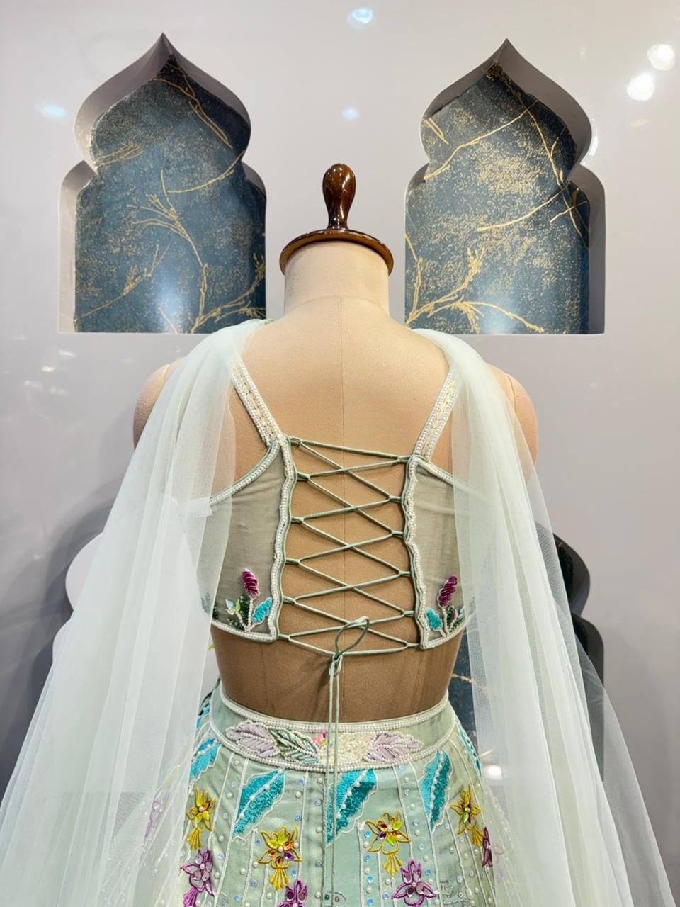 "MINT TO LAVENDER OMBRE LEHENGA" image 5