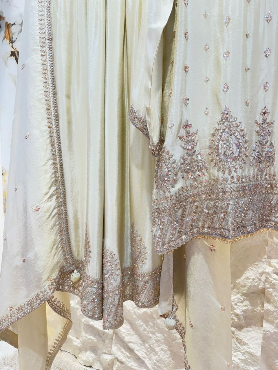 "IVORY PEARL EMBROIDERED SHARARA" image 3
