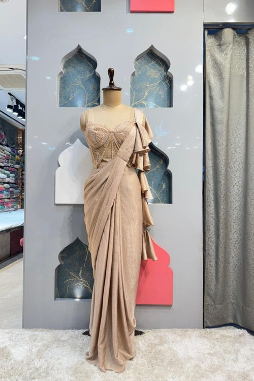 "CHAMPAGNE GLAMOUR DRAPE SAREE" image 0
