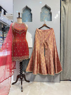"CORAL EMBROIDERED SLEEVELESS SHARARA" image 2