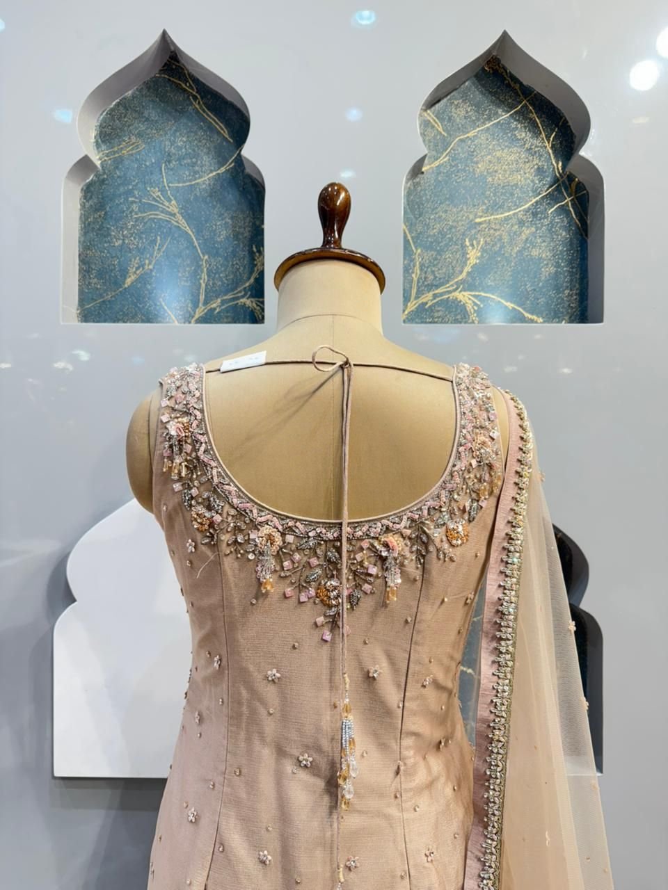 "CHAMPAGNE BEIGE EMBELLISHED SHARARA" image 4