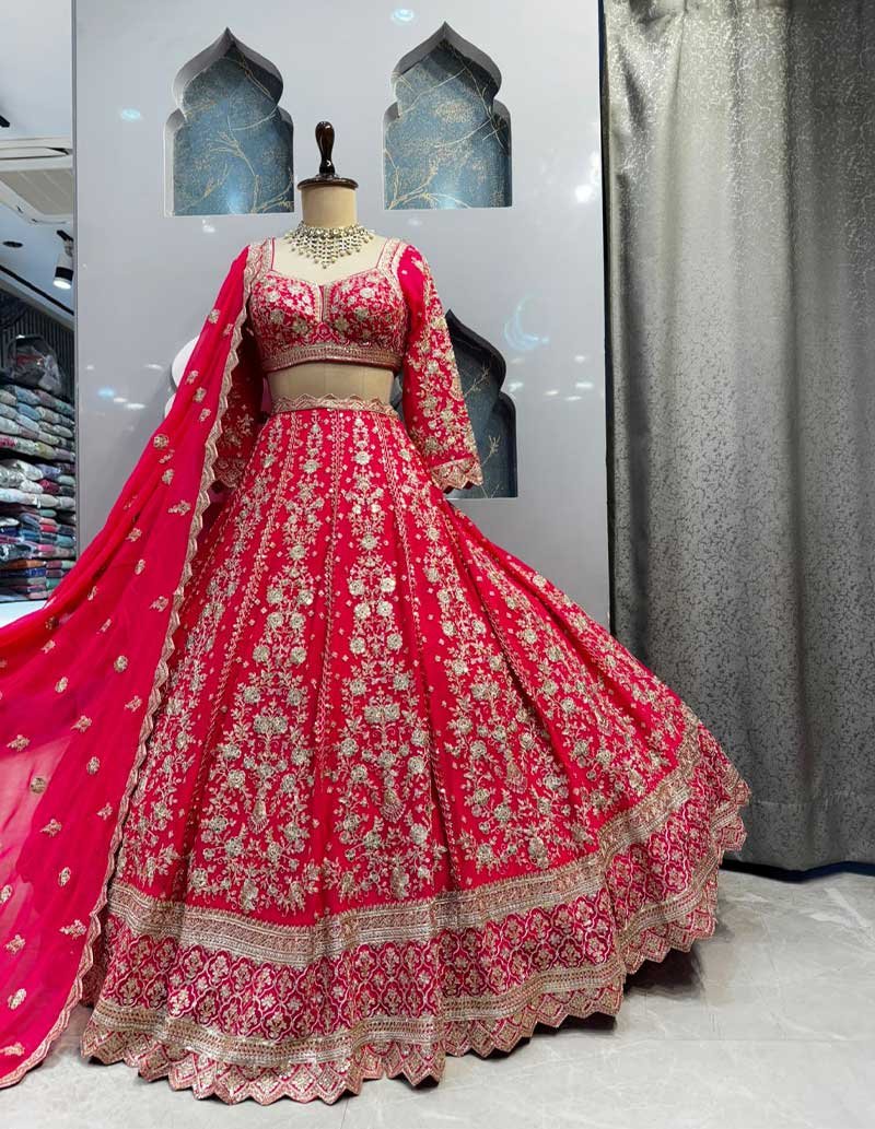 "CLASSIC RED HERITAGE LEHENGA" image 4