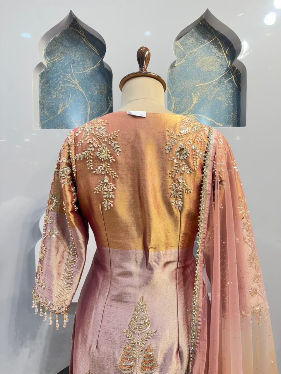 "ROSE GOLD REGAL INDO-WESTERN SHARARA" image 5