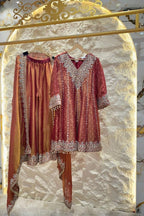 "RUST RADIANCE MIRRORWORK SUIT" image 0