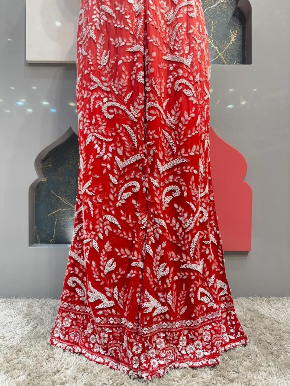 "SCARLET GLAM EMBELLISHED INDO-WESTERN" image 3