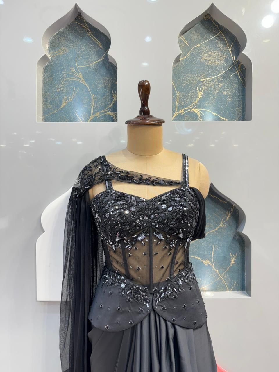 "MIDNIGHT GLAM INDO-WESTERN DRAPPED ENSEMBLE" image 1